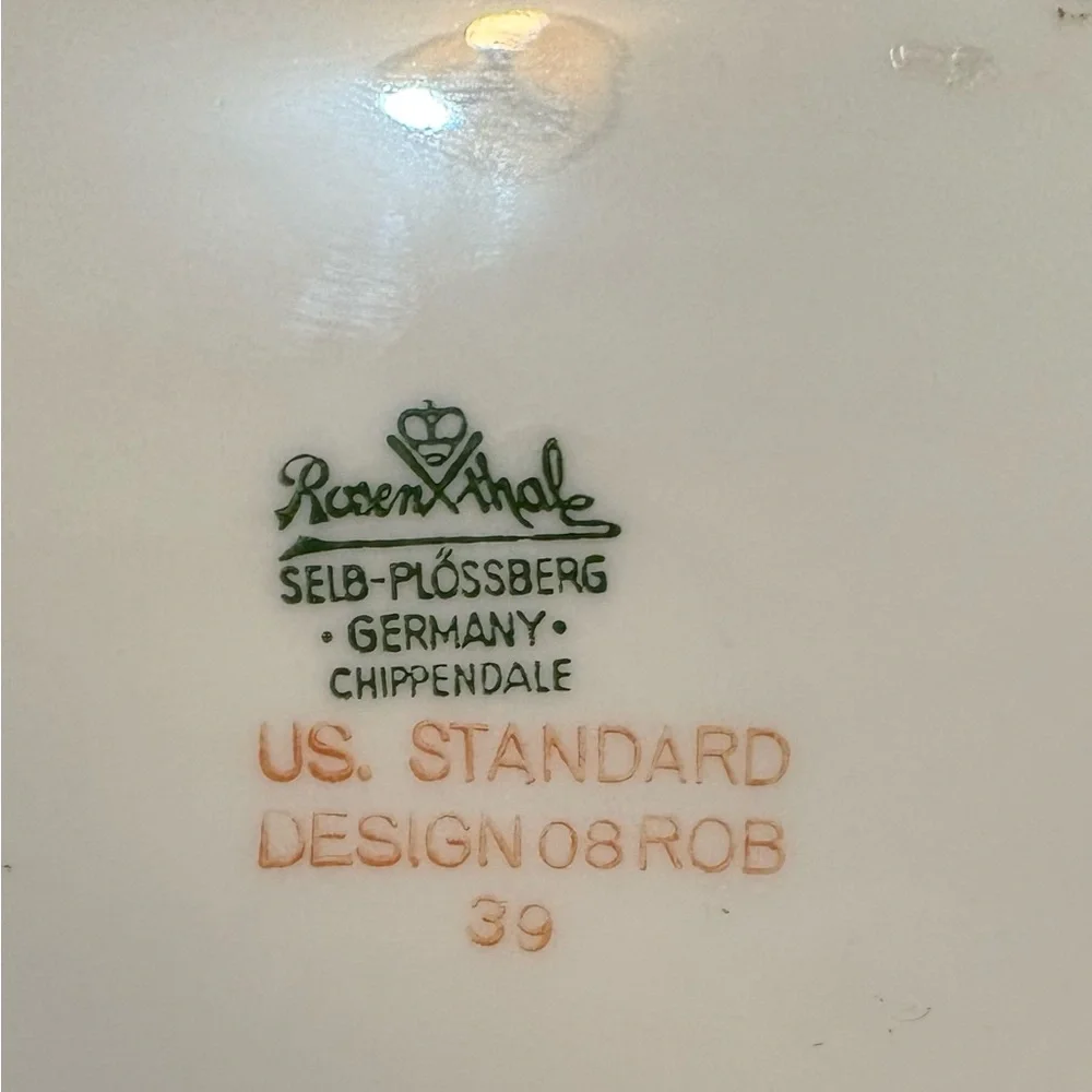 Vintage Rosenthal Green and Cream Floral relish dish bowl